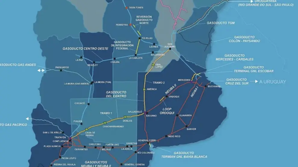 Red que cubre TGN en el país