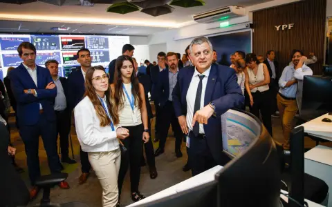 Horacio Marín, CEO y presidente de YPF, visita la nueva sala Real Time Operations Room (RTOR) en el Complejo Industrial La Plata.