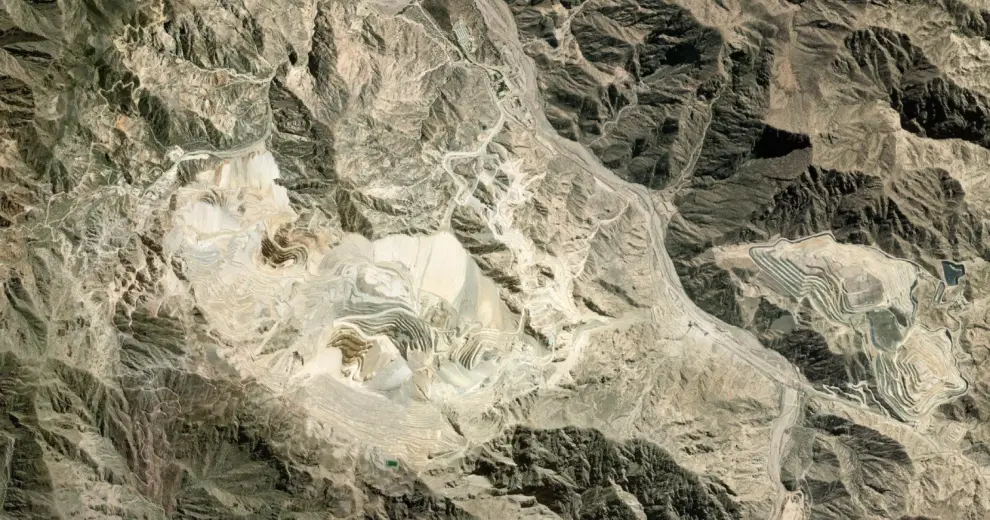 Vista aérea de la mina Gualcamayo, en el norte de la Provincia de San Juan, cerca del límite con La Rioja.