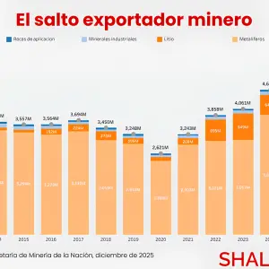 Comienza el "gran salto minero": en 11 meses del 2025 Argentina ya exportó más de u$s5.400 millones