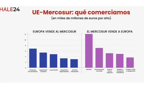 Petróleo es el principal producto que el Mercosur le vende a Europa. Los productos de la minería metalífera también están en el Top 5