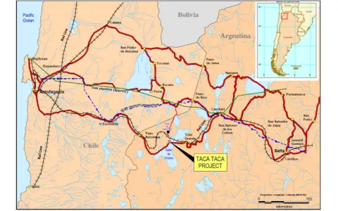 Taca Taca se encuentra en plena Puna, a mitad de camino entre la ciudad de Salta y la salida al Pacífico por Antofagasta.