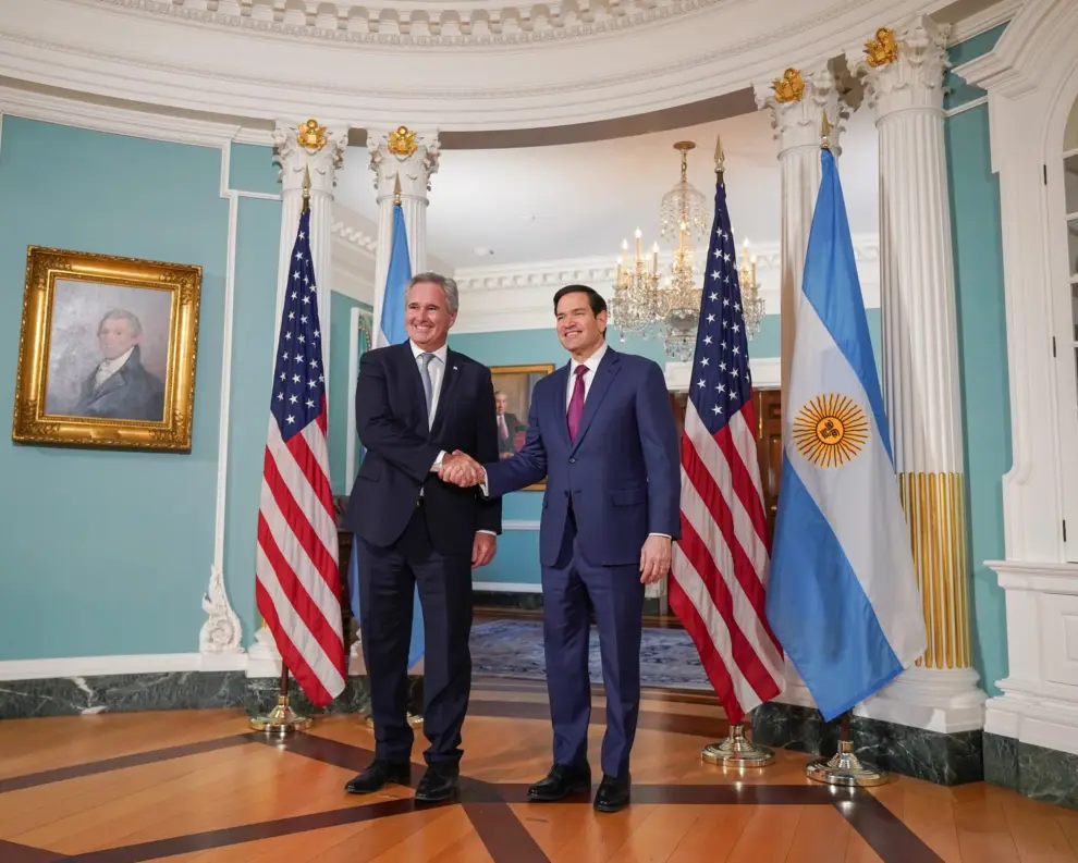 El secretario Marco Rubio, junto al canciller Pablo Quirno