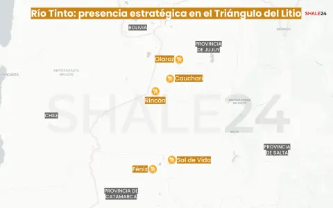 Rio Tinto tiene 5 proyectos de litio en Argentina: 2 en la provincia de Jujuy, 2 en Catamarca y Rincón, en Salta