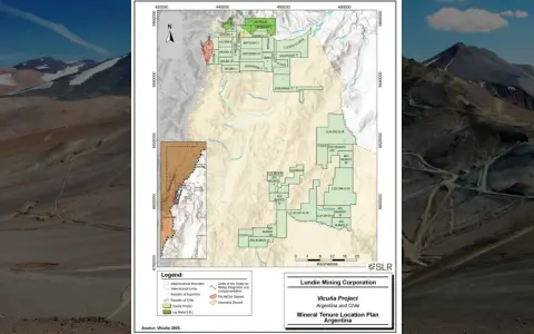 Mapa de los depósitos Josemaria y Filo del Sol, en el Distrito Vicuña, uno de los pórfidos cupríferos sin desarrollar más prometedores de la región