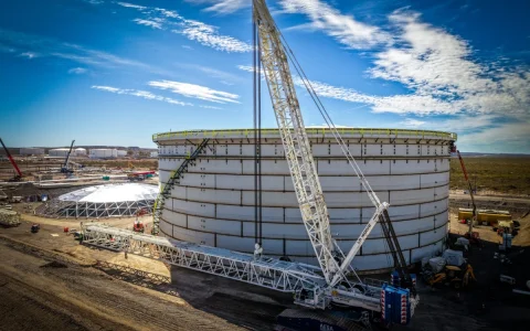 Los tanques de VMOS tienen una capacidad de almacenamiento de 120.000 m3 cada uno, los más grandes de Argentina.