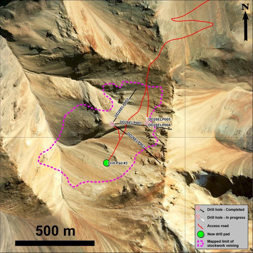 Plan de perforaciones diamantinas en El Perdido, en el Distrito Malargüe, en el sur de la Provincia de Mendoza