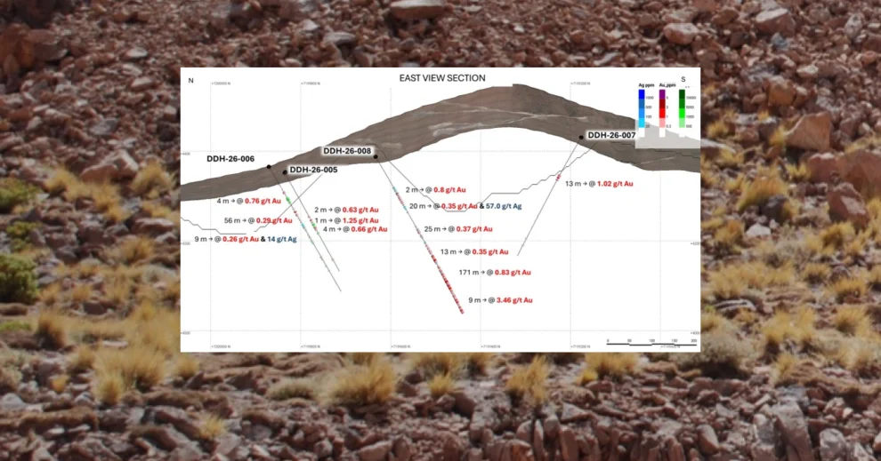 Este corte transversal muestra una sección con las últimas perforaciones