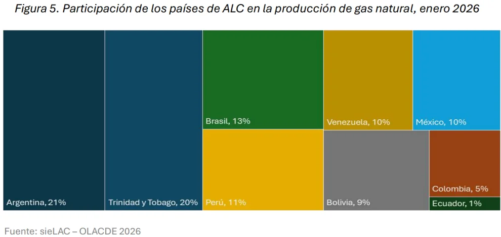 Argentina logró convertirse en el líder regional en producción de gas, superando a Brasil y a Trinidad y Tobago.