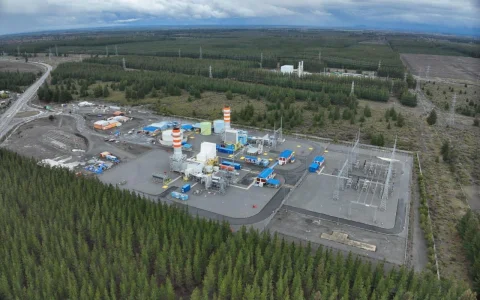 La central térmica Los Guindos, en la comuna de Cabrero, Región del Biobío. La planta tiene 273 MW repartidos en dos turbinas
