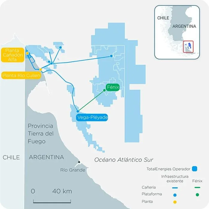 Instalaciones de TotalEnergies en la CMA-1: el gas de Fénix llega a Vega-Pléyade y de ahí a las plantas en tierra